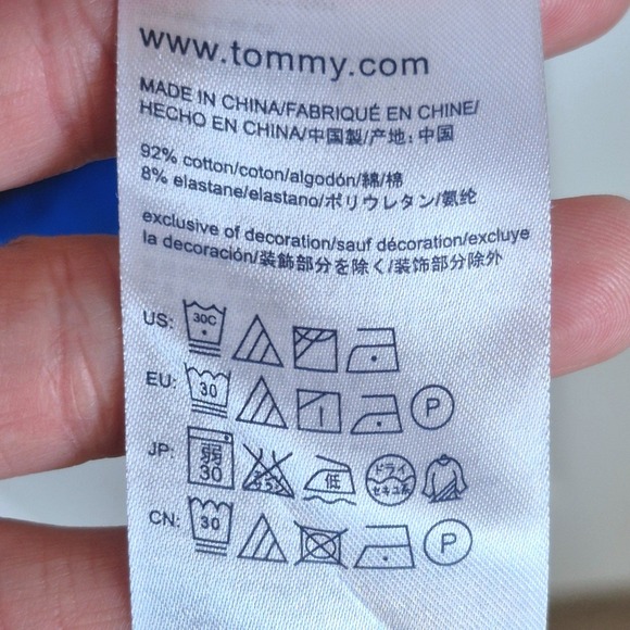 Tommy Hilfiger white blue black stripe dress with faux leather belt womens XS - Picture 4 of 10